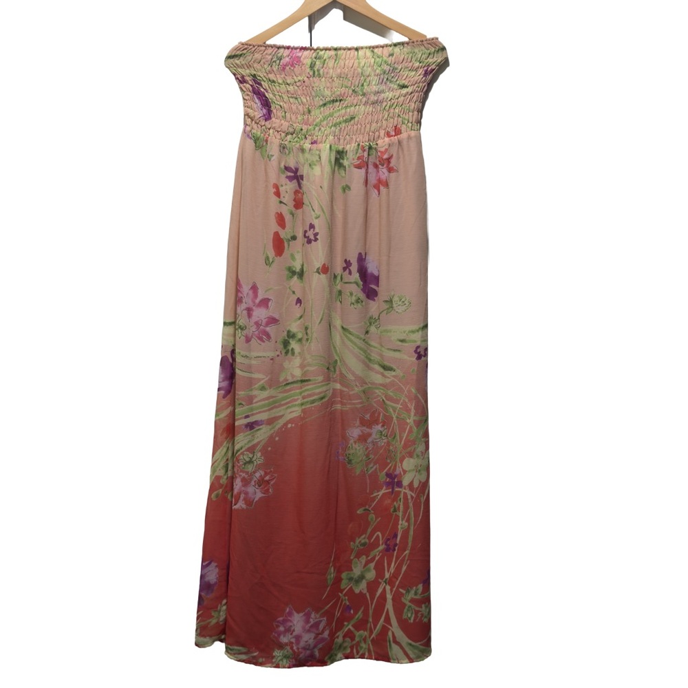 Old Navy Pink floral maxi dress with smocked Top Size Large